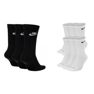 Nike Men Dri-Fit Crew Socks 6pack & 3pack Nike Black Crew Socks Large